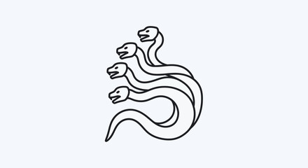 Hydra Illustration - Mythical Creature with Multiple Snake Heads.