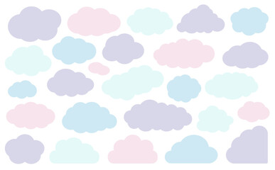 パステルカラーの雲型のもくもくフレームセット
