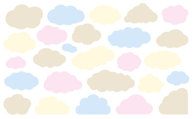 パステルカラーの雲型のもくもくフレームセット