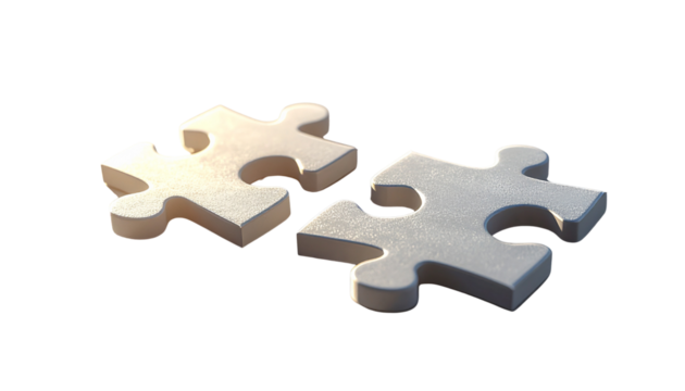  White Puzzle Piece Set Connected Together Transparent Background PNG