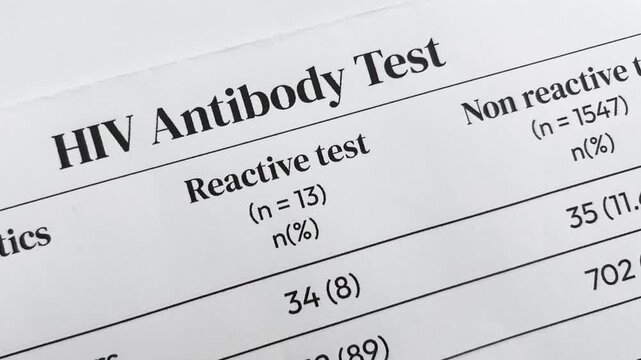 HIV Antibody test report 4k footage, health report, medical result, close up.