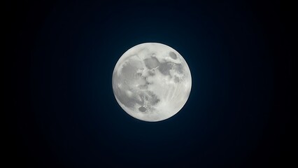 Fototapeta premium telephoto. Super moon in crisp detail against a deep blue night sky with visible lunar craters. STEM education sheets, lab safety posters, designed for STEM education and laboratory safety posters.