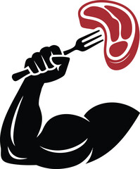 Strong arm muscle protein diet silhouette
