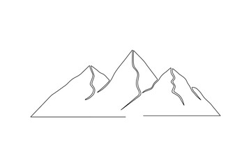 Mountain peak landscape continuous one  line art  abstract