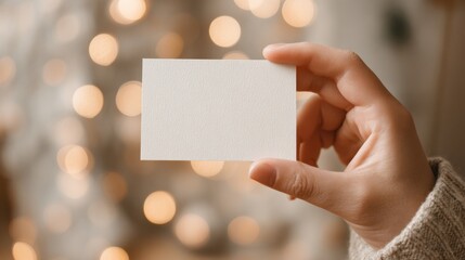 Obraz premium Holding a blank card in hand