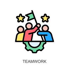 Teamwork lineal color icon