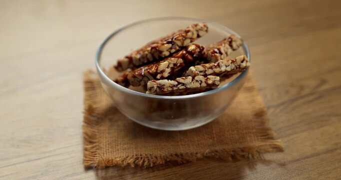 Peanut Jaggery chikki or bar using groundnut or shengdana with gur