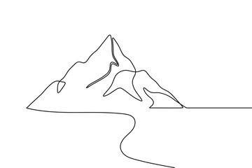 Mountain peak landscape continuous one  line art  abstract
