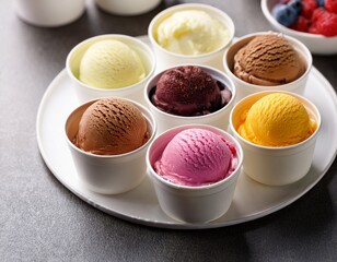 variety of frozen treats in small white cups