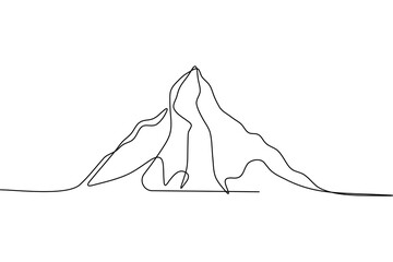 Mountain peak landscape continuous one  line art  abstract