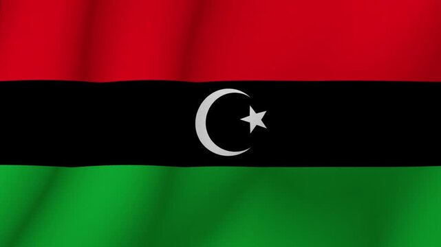 The flag the State of Libya. The evolving national flag the Libya in 3d format. 1080p HD animation for presentation
