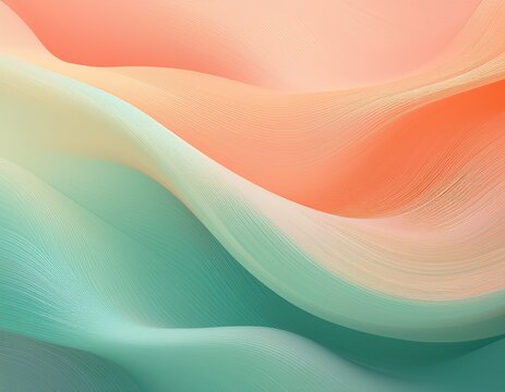covers with pastel gradient waves in peach and mint tones smooth abstract background design - Powered by Adobe