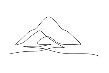 Mountain peak landscape continuous one  line art  abstract