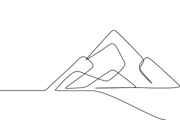 Mountain peak landscape continuous one  line art  abstract
