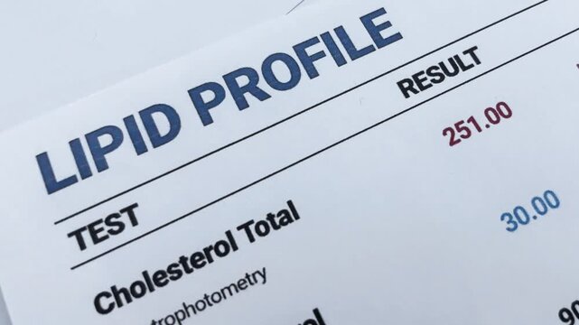 Lipid profile for checking cholestrol through medical process, 4k footage. Health, cholestrol test.