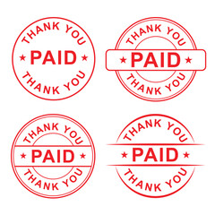 Red &ldquo;PAID&rdquo; Stamp Labels Set &ndash; Round and Rectangular Payment Confirmation Rubber Stamp Designs for Invoices, Billing, Office Use