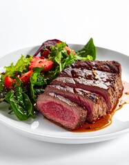 Hochdetaillierte Food-Pr&auml;sentation eines saftigen, perfekt gegrillten Steaks