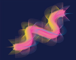 Abstract wave yellow, pink, blue and red color background
