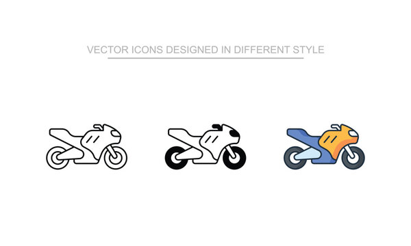 Bike icon set in different style with white background illustration