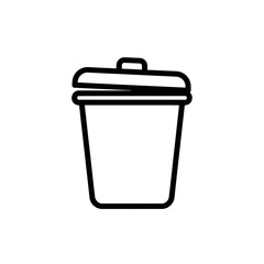 Black and White Minimalist Recycling Bin Sliding Lid Line Art Environmental Graphic Icon