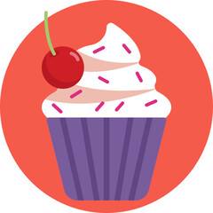 A colorful cupcake with whimsical decorations, reflecting a magical unicorn theme.