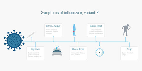 Influenza a variant k symptoms infographic describing health issues