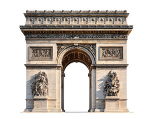 Fototapeta premium Arc de Triomphe: a majestic and iconic monument standing tall with detailed architectural design, showcasing its historical grandeur and timeless appeal.