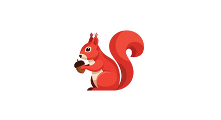Cartoon red squirrel with acorn