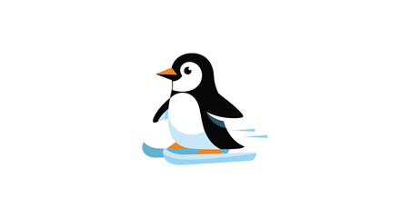 Cartoon penguin skiing