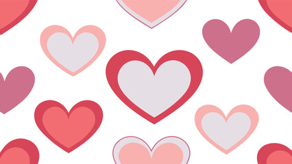 Set of simple hearts. Valentine's Day seamless pattern on white