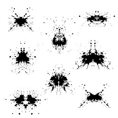 Symmetrical Grunge Ink Splatter Blots Vector Set
