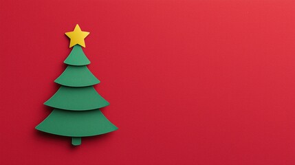Obraz premium `A charming Christmas tree on a vibrant red background, perfect for holiday branding, promotions, and conveying appreciation in your festive marketing.`