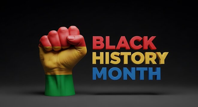 Ghana flag painted fist for black history month celebration and awareness