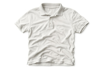 Naklejka premium White polo shirt with collar and buttons, blank cotton short sleeve apparel, wrinkled clothing on transparent background