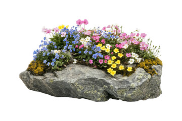 Vibrant Wildflowers Blooming on Natural Stone