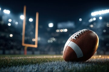 Close-Up of Football Under Lights