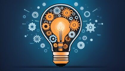 innovative concept light bulb with gears inside symbolizing ideas and solutions