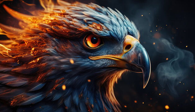 Majestic Eagle's Fiery Gaze A Powerful Portrait of Strength and Determination