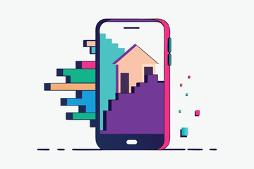 Glitch Art Phone Mockup Vector Transition