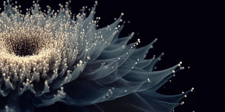 Futuristic abstract wireframe flower with glowing tips on a dark background for data visualization.

 - Powered by Adobe