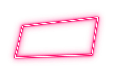 Pink neon glowing tilted quadrilateral frame