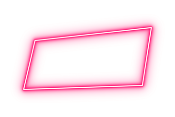 Pink neon glowing tilted quadrilateral frame