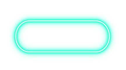 Cyan neon glowing rounded rectangle frame on transparent background
