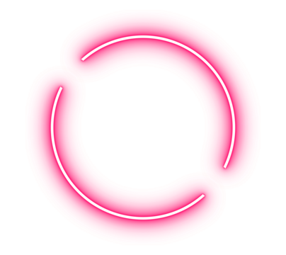 Neon pink glowing circular arc shape