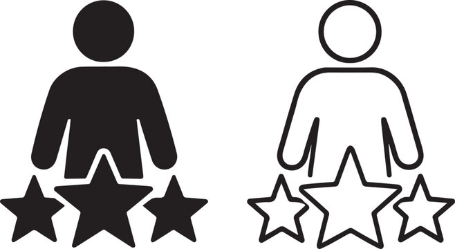 Person silhouette surrounded by a cluster of shining stars