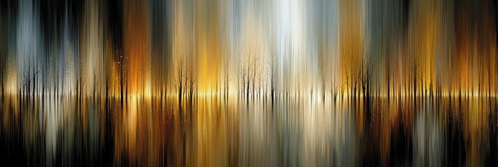 Abstract panoramic soundwave with metallic gold and silver light streaks on a dark background.

