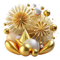 Golden Festive Decoration Set with Stars, Ribbons and Baubles