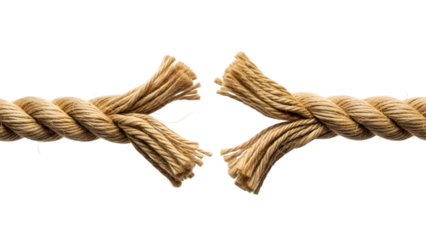 Torn rope close up on black background symbolizing breaking point