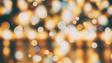 Golden bokeh lights shimmer and dance, creating a magical atmosphere, Abstract lights background, soft and warm ambiance perfect for dreamy designs