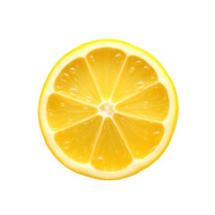 Bright yellow lemon slice with water droplets